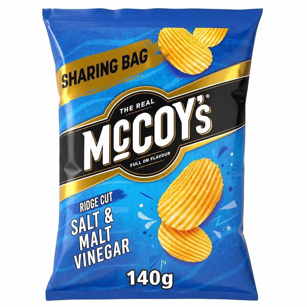 McCoy's Salt & Malt Vinegar Sharing Crisps 140g