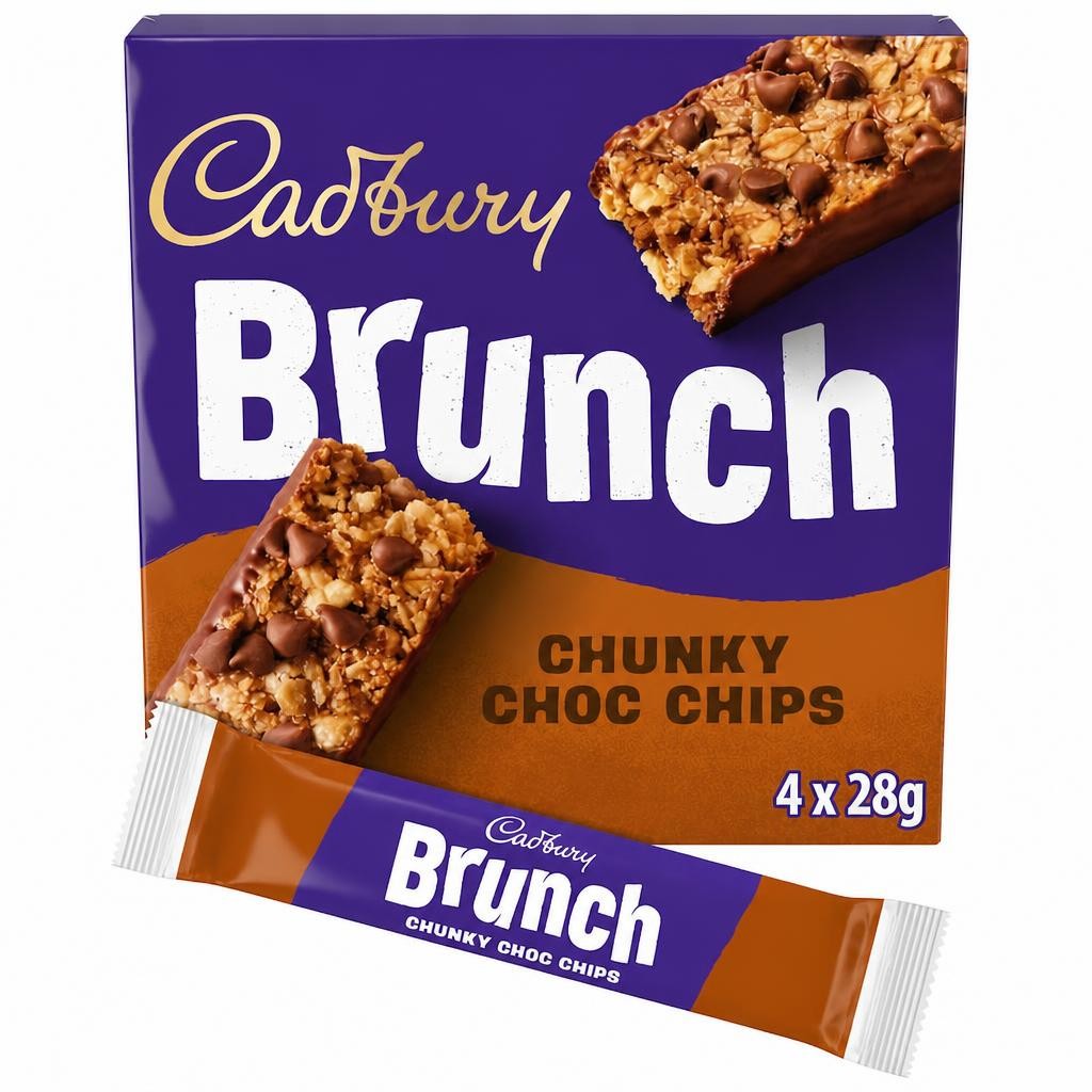 Cadbury Brunch Chocolate Chip Wholegrain Cereal Bars 4 x 28g