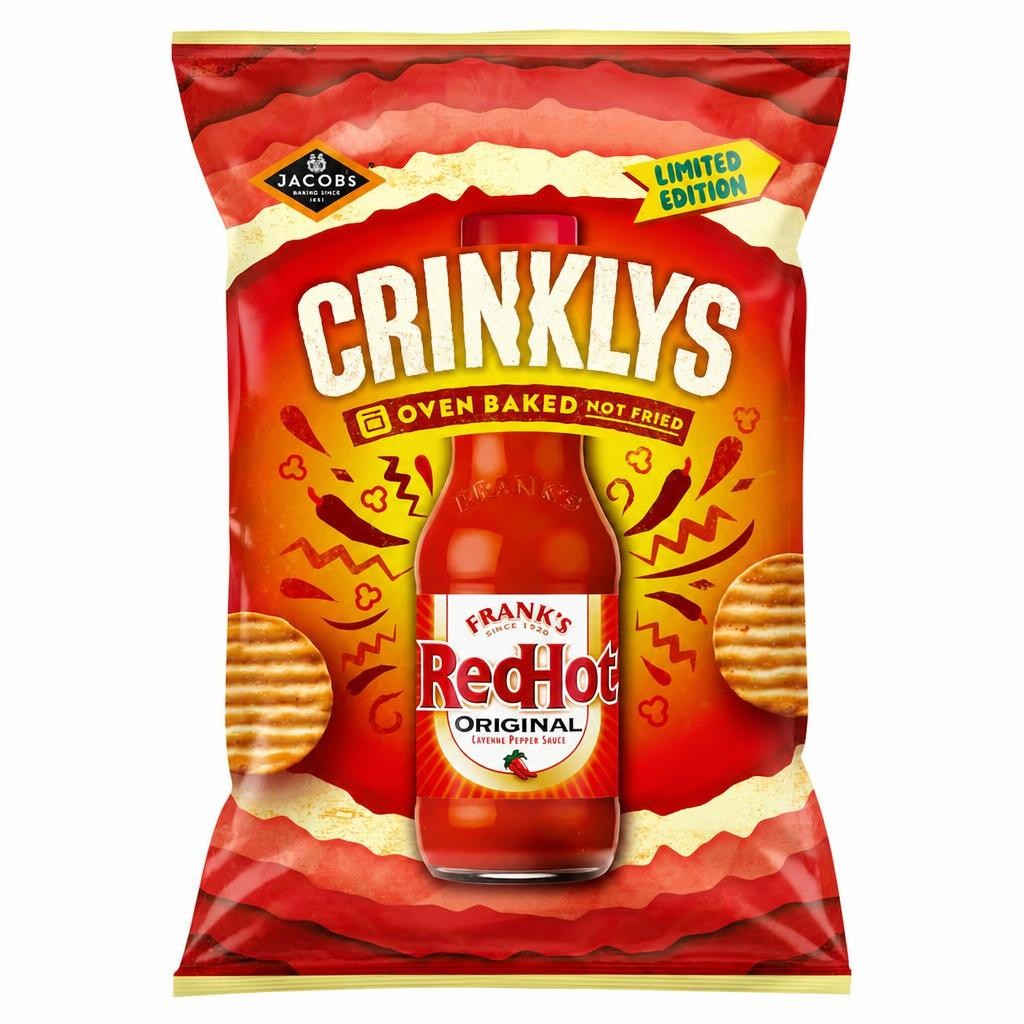 Jacob's Crinklys Franks Red Hot Original Baked Snacks Sharebag 150g