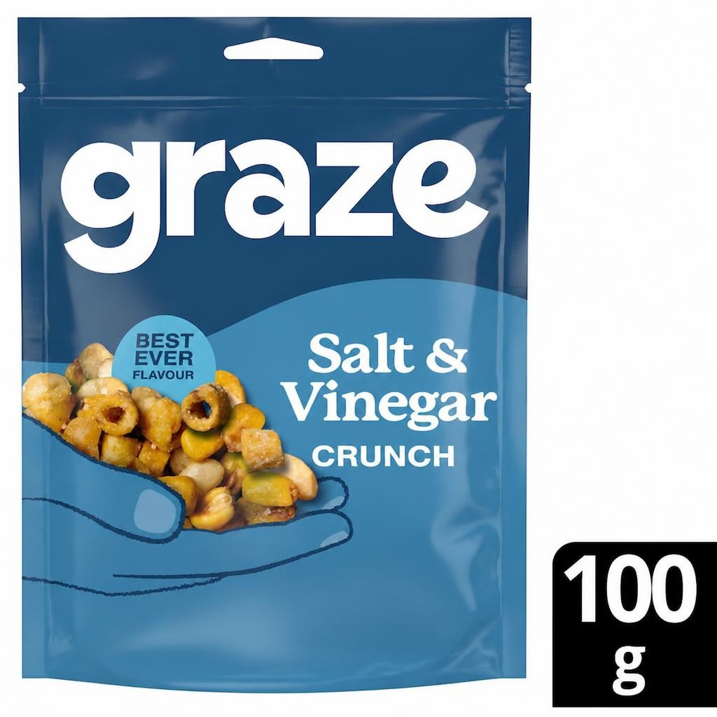 Graze Salt & Vinegar Crunch Protein Sharing Bag Snack 100G