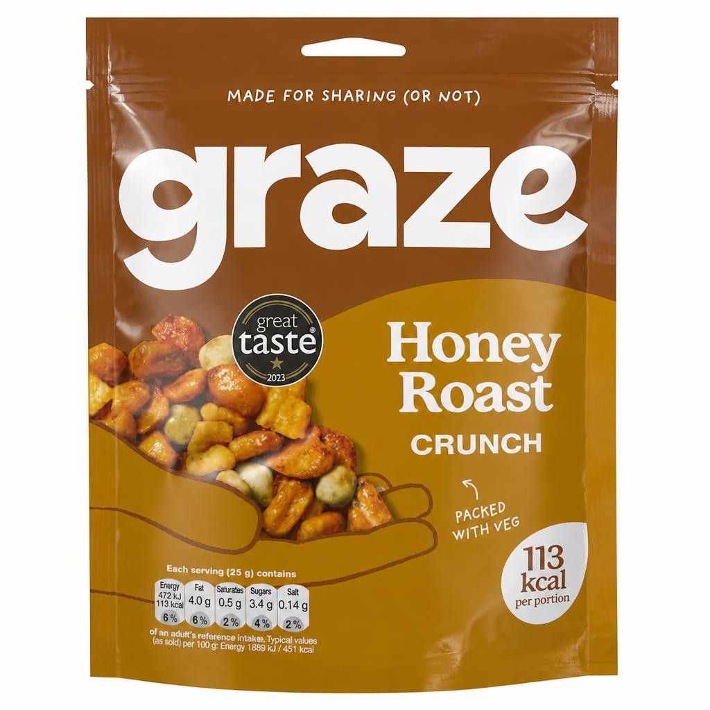 Graze Honey Roast Crunch Sharing Bag Snack 100G