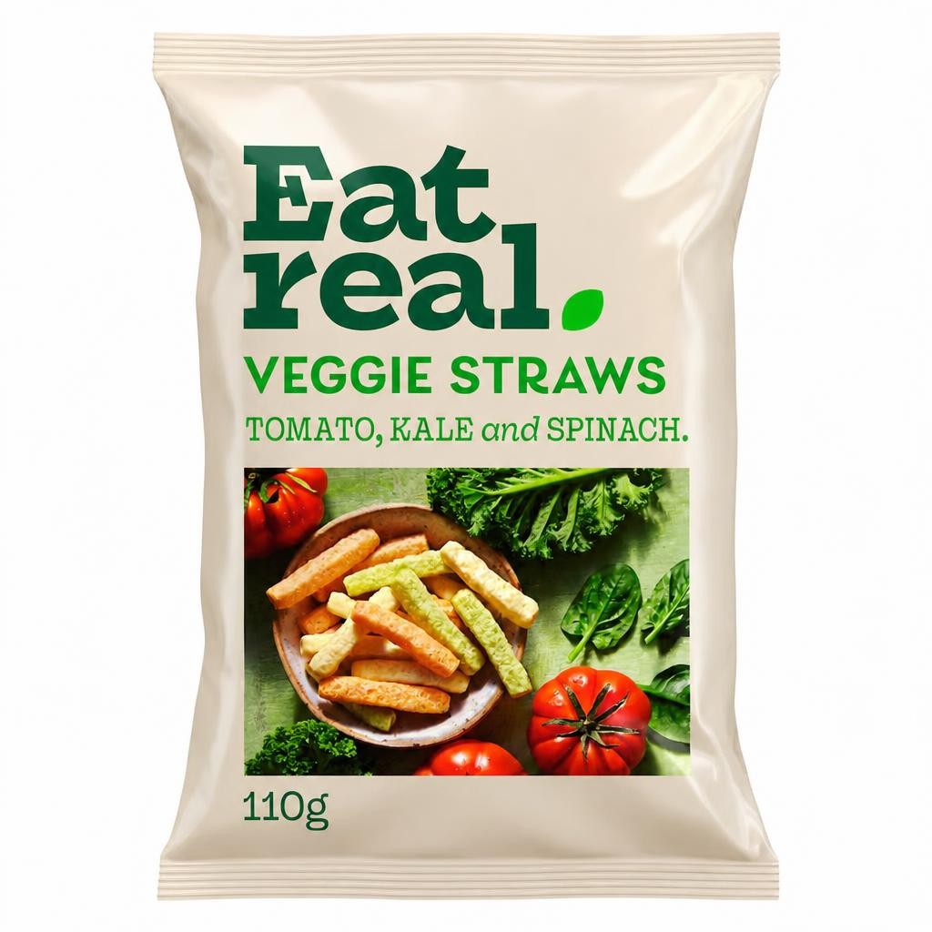 Eat Real Veggie Straws - Tomato, Kale & Spinach 110g