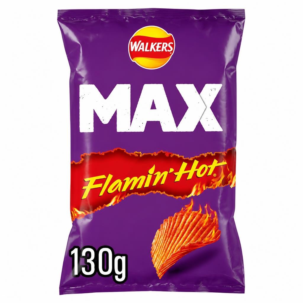 Walkers Max Extra Flamin' Hot Potato Crisps 130g