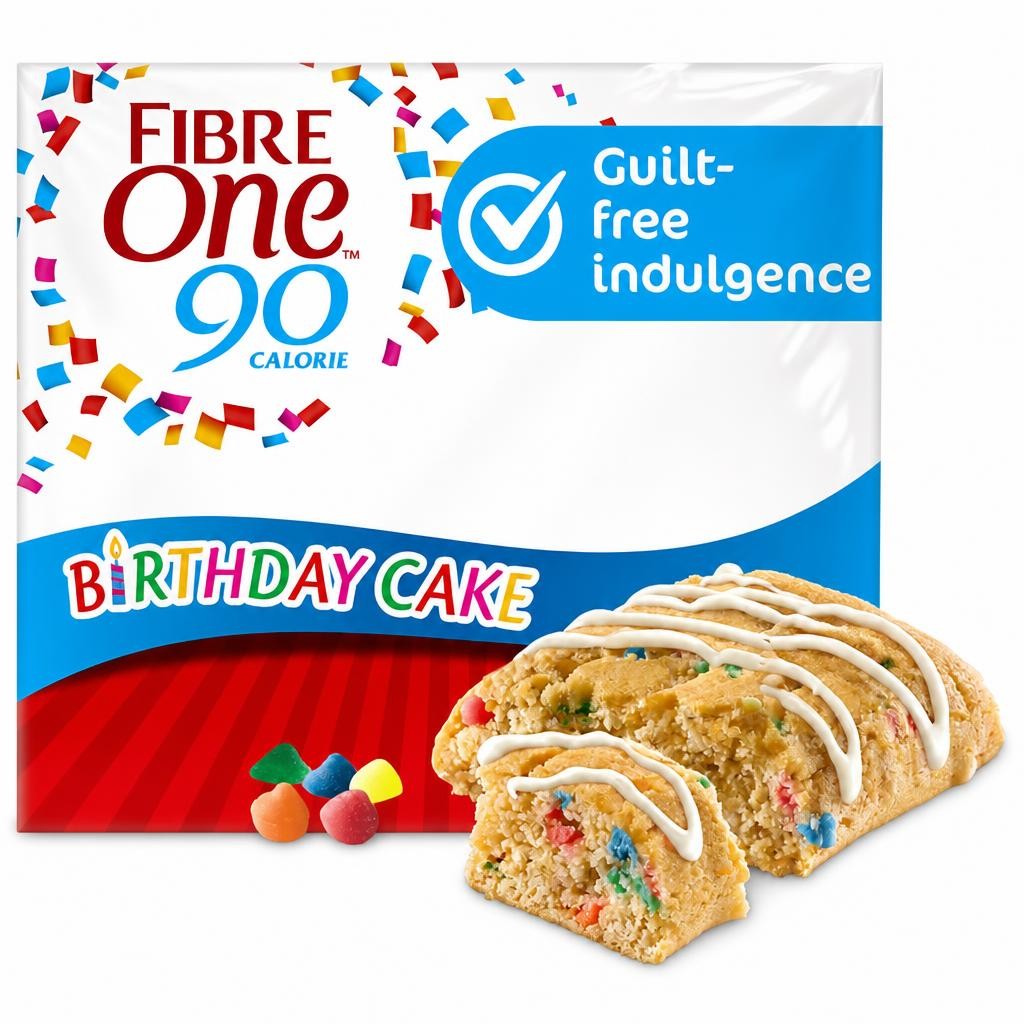 Fibre One 90 Calorie Birthday Cake Squares Snack Bars 4 x 24g