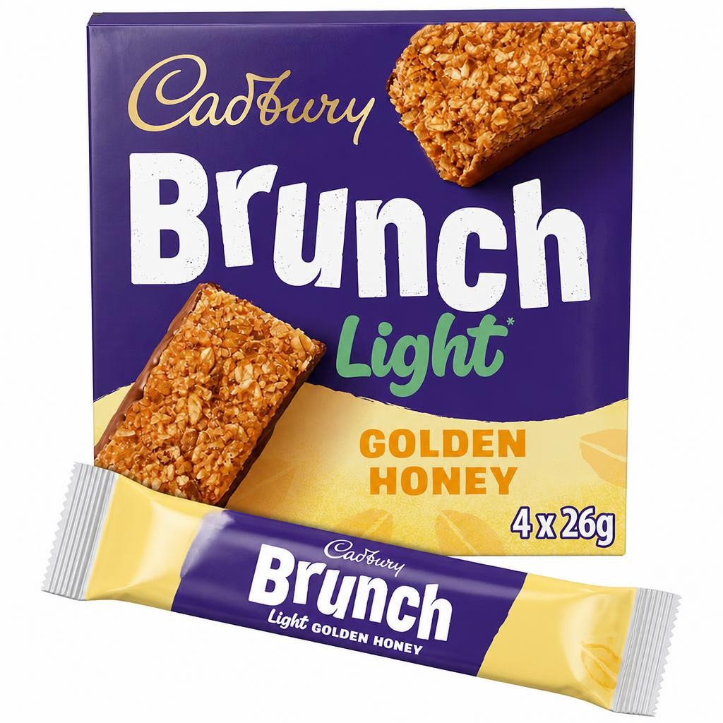 Cadbury Brunch Light Oats and Honey Wholegrain Cereal Bars 4 x 26g
