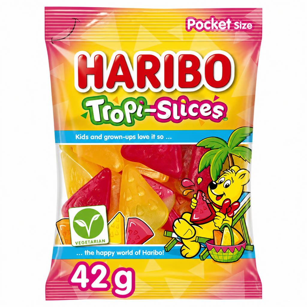Haribo Vegetarian Tropi-Slices Pocket Size Bag 42g