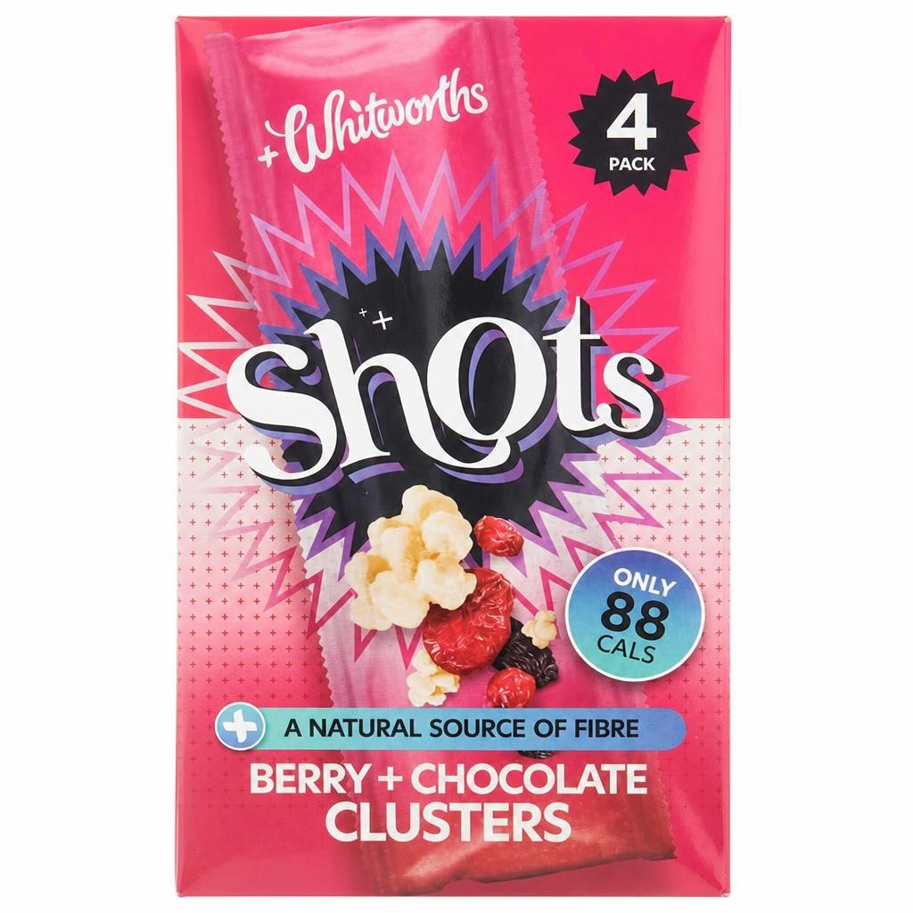 Whitworths Berry + Chocolate Clusters Shots 4 x 25g