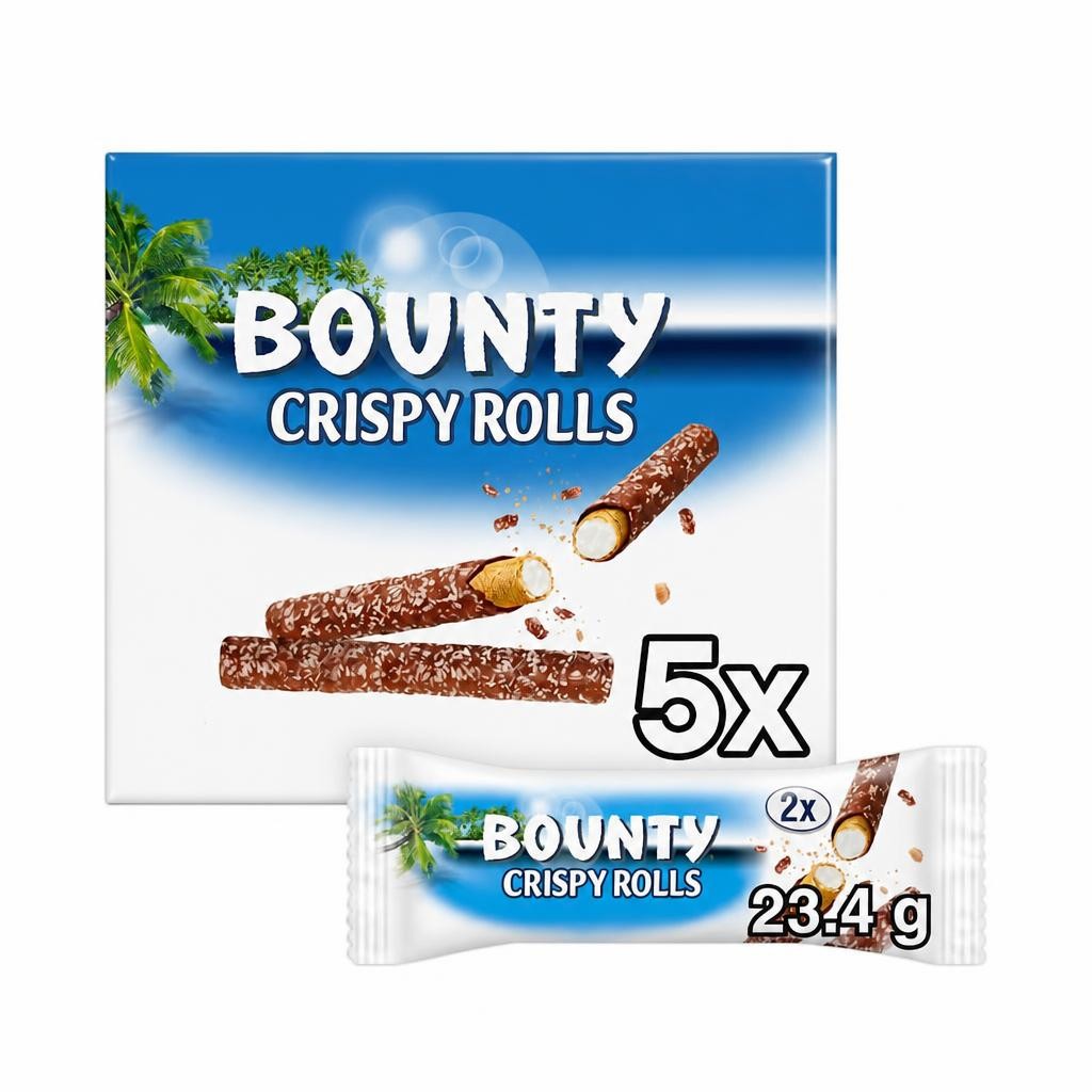 Bounty Milk Chocolate Crispy Rolls 5 pack 117g
