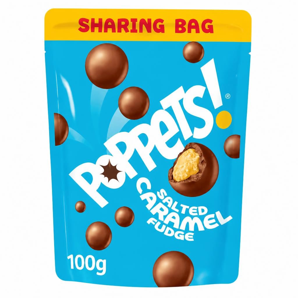 POPPETS SALTED CARAMEL POUCH 100G
