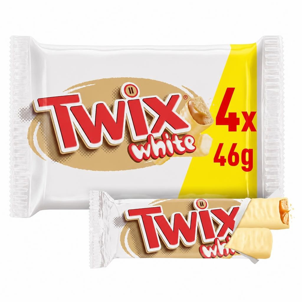 Twix Caramel & White Chocolate Fingers Biscuit Twin Bars 4 x 46g