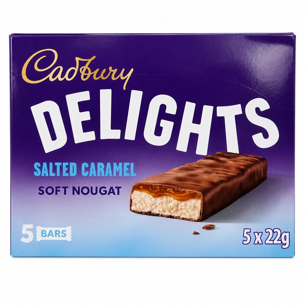 Cadbury Delights Salted Caramel Chocolate Nougat Bar 5 Pack 110g