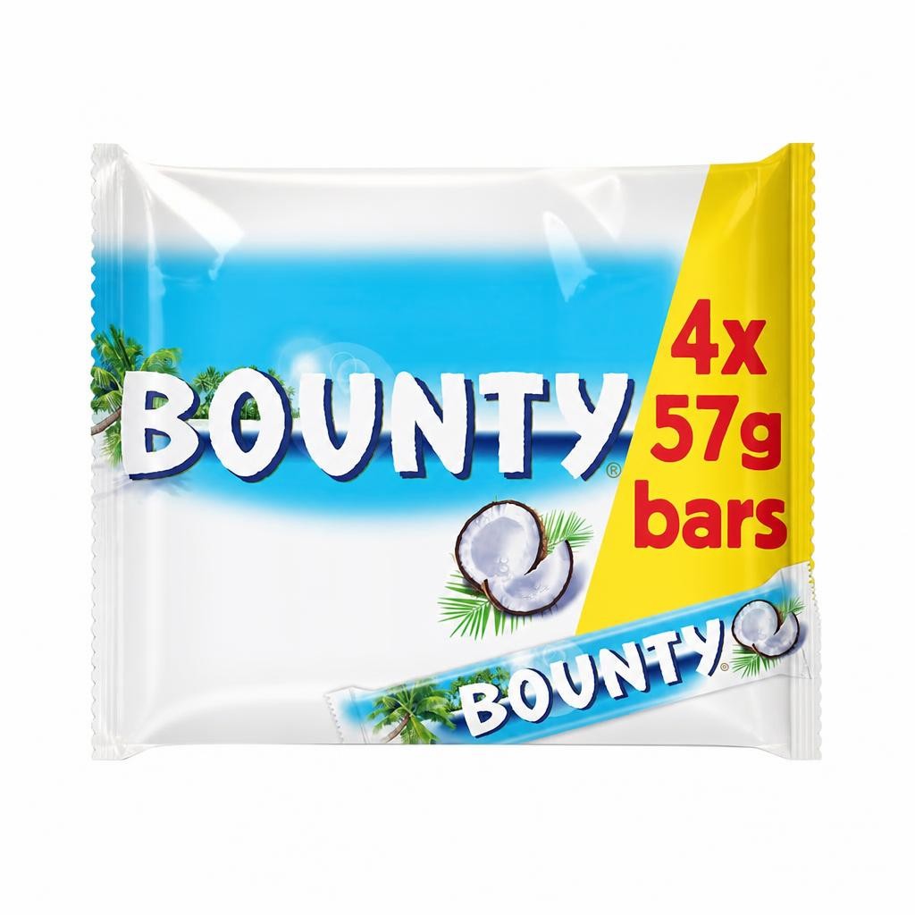 Bounty Coconut & Milk Chocolate Duo Bars Multipack 4 x 57g