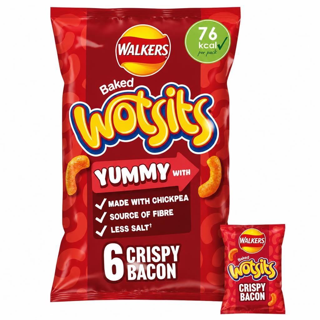 Walkers Wotsits Crispy Bacon Multipack Crisps 6 x 16g