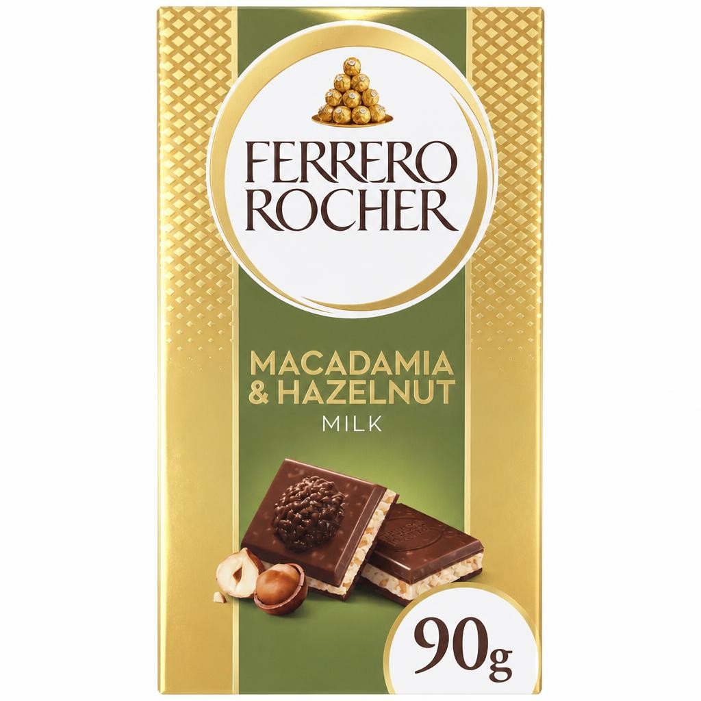 Ferrero Rocher Hazelnut & Macadamia Chocolate Bar 90g
