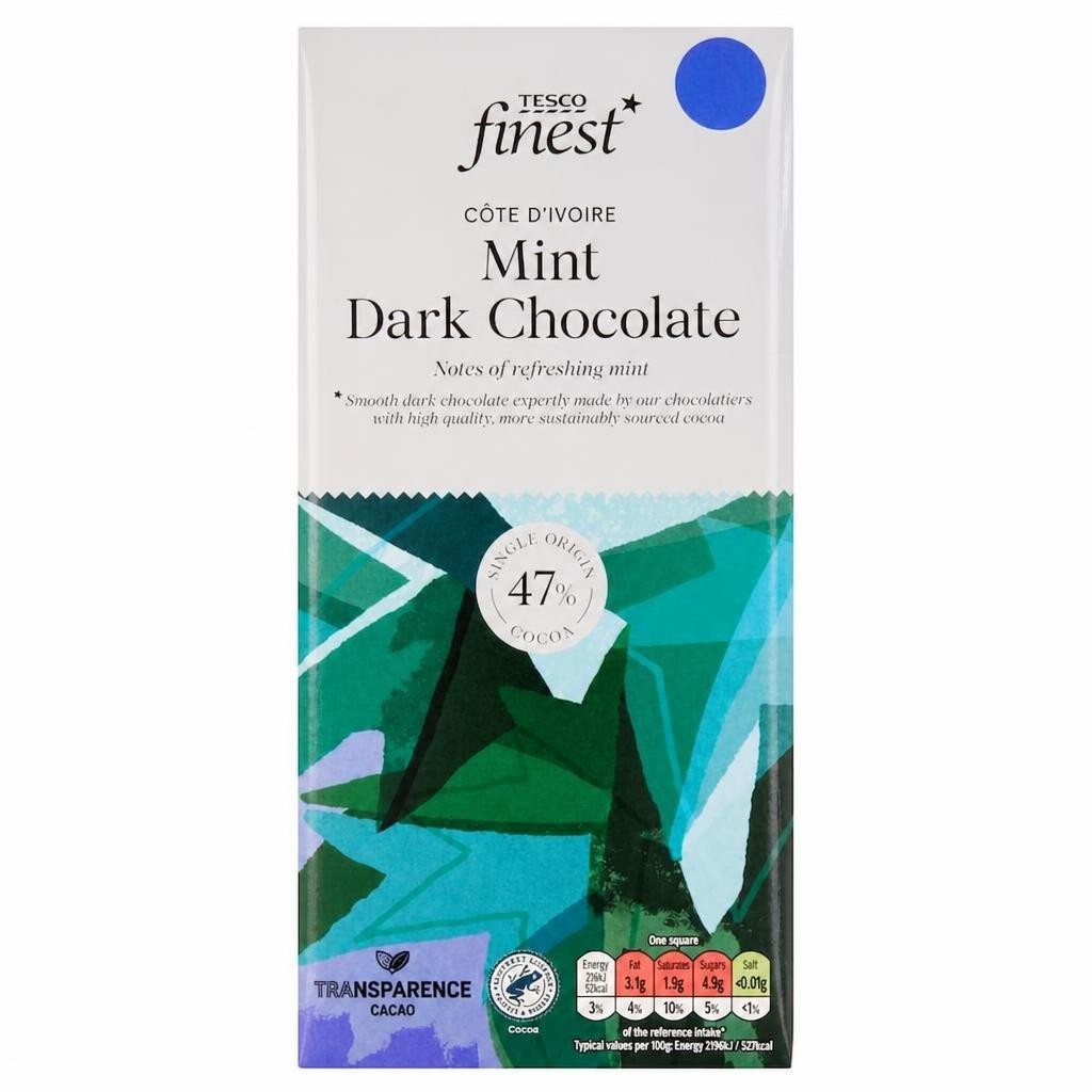 Tesco Finest Mint 47% Dark Chocolate 100g