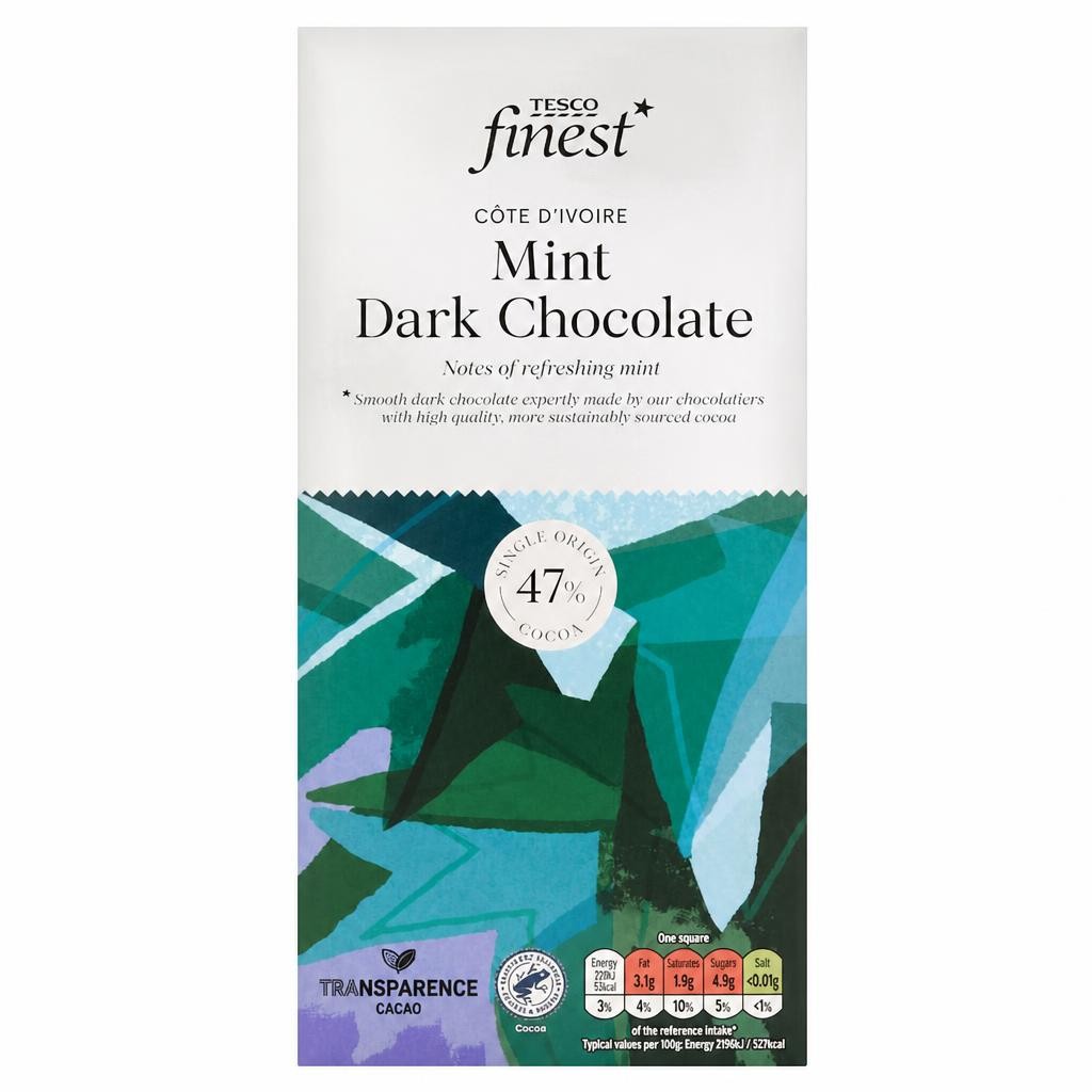 Tesco Finest Mint 47% Dark Chocolate 100g