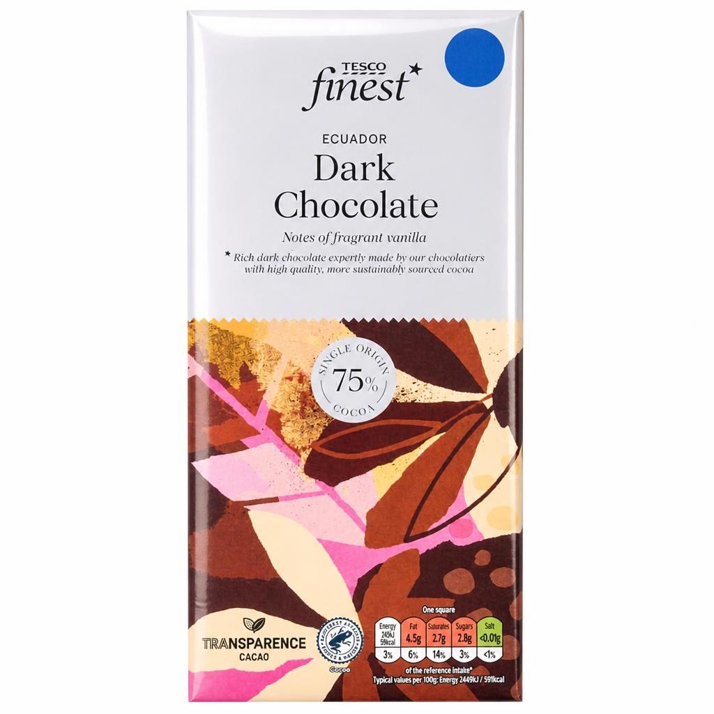 Tesco Finest Ecuador Dark Chocolate 75% 100g