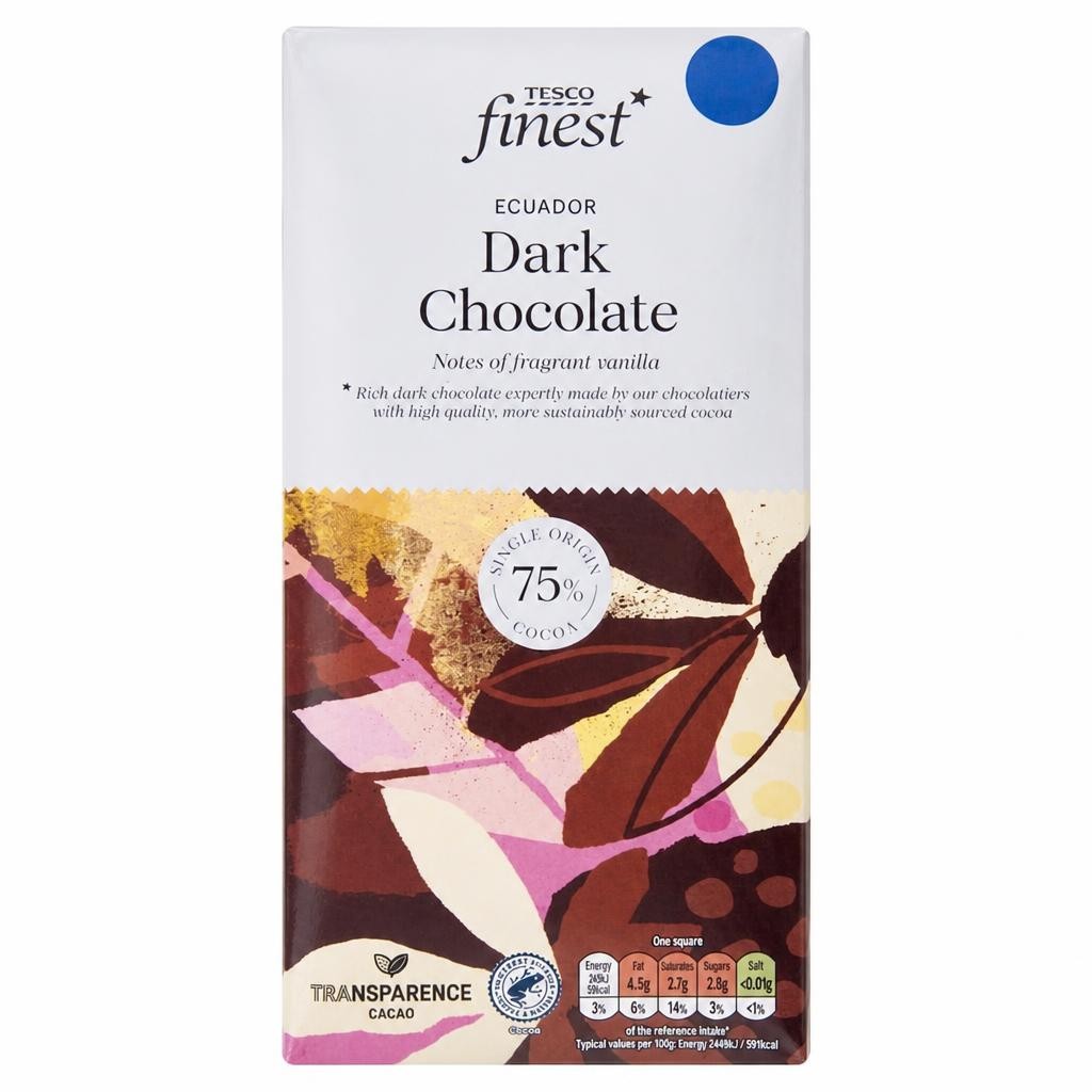 Tesco Finest Ecuador Dark Chocolate 75% 100g