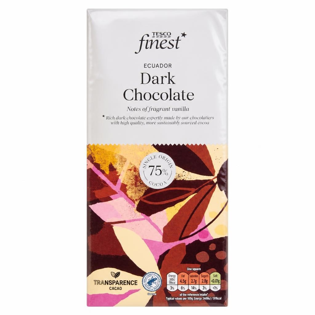 Tesco Finest Ecuador Dark Chocolate 75% 100g