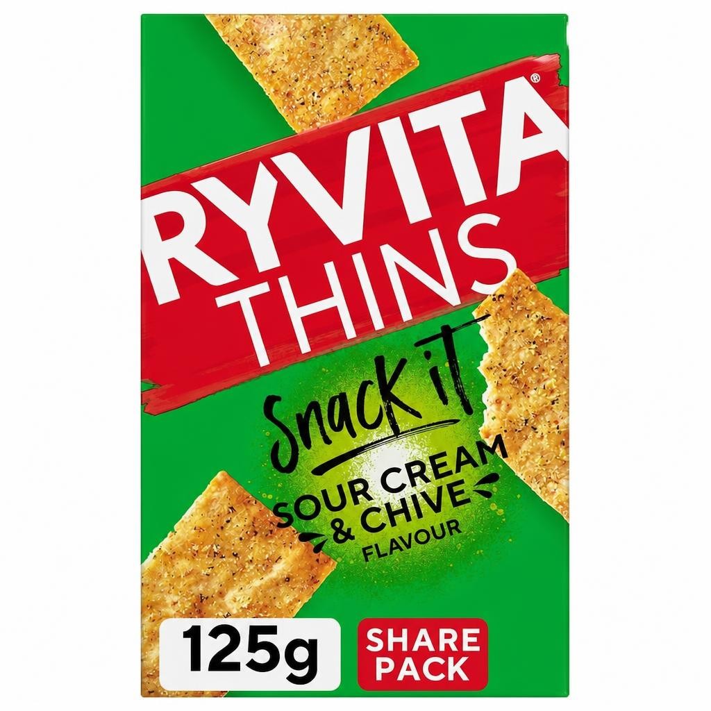 Ryvita Thins Snack It Sour Cream & Chive Flavour Flatbread Snacks 125g