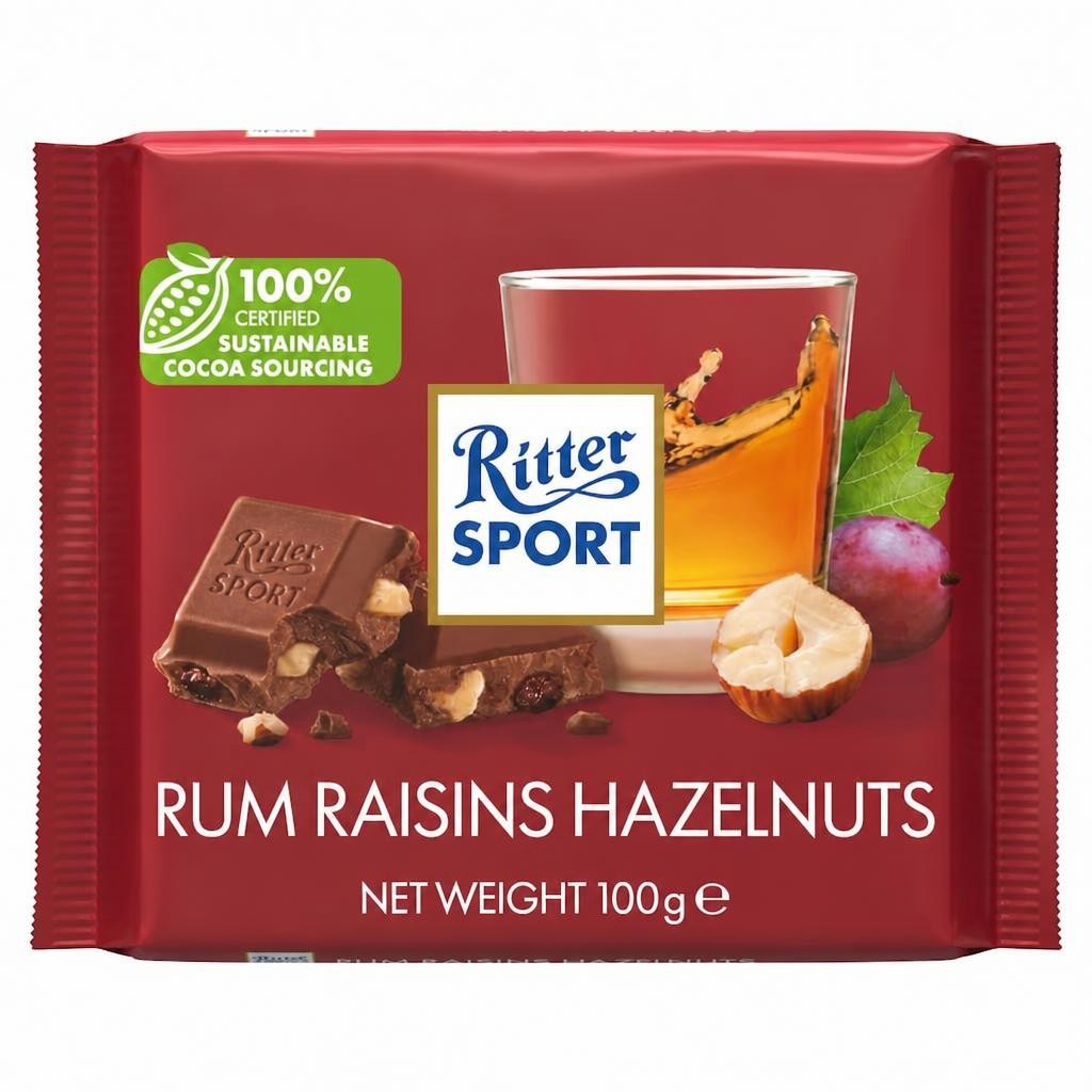 Ritter Sport Rum Raisins Hazelnuts 100G