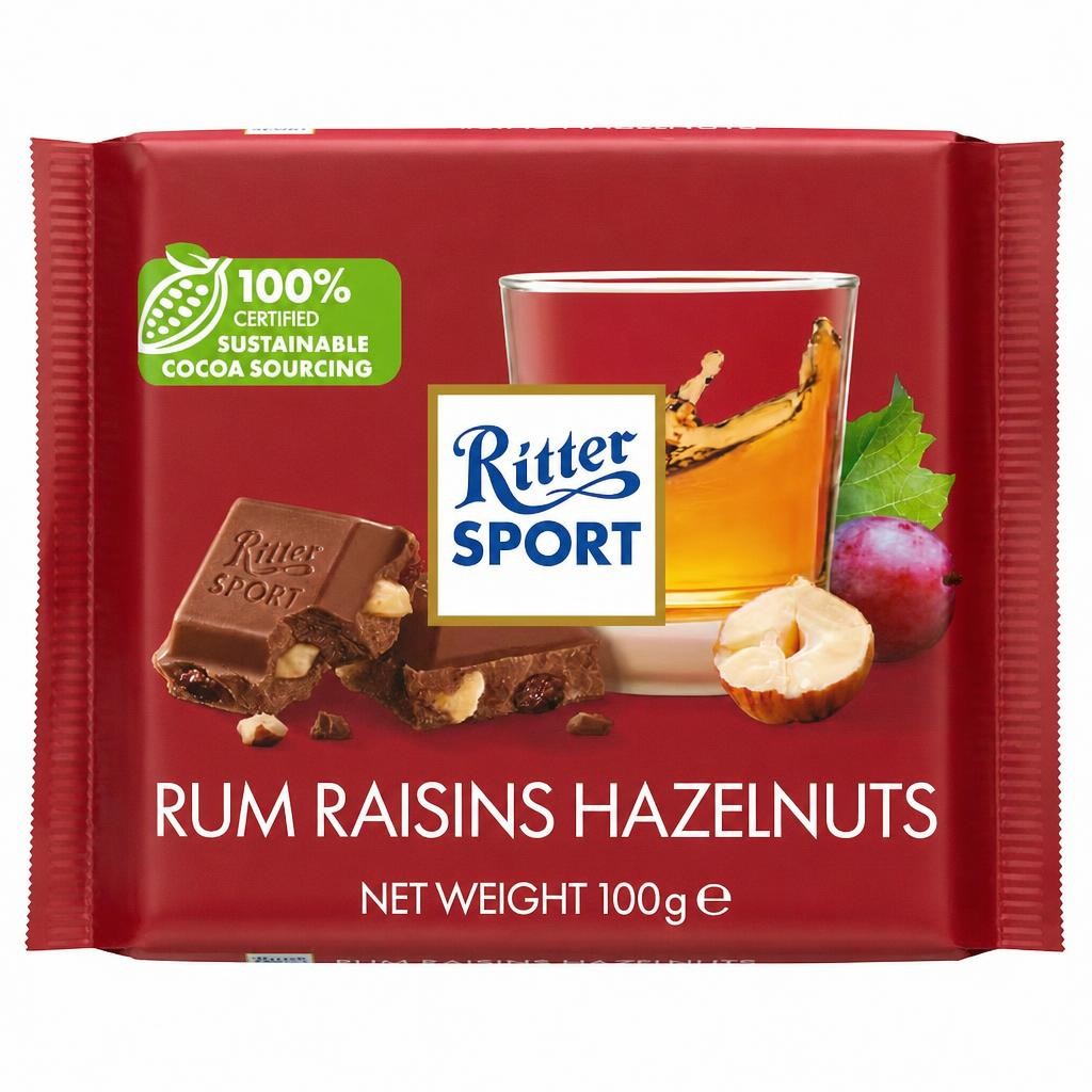 Ritter Sport Rum Raisins Hazelnuts 100G