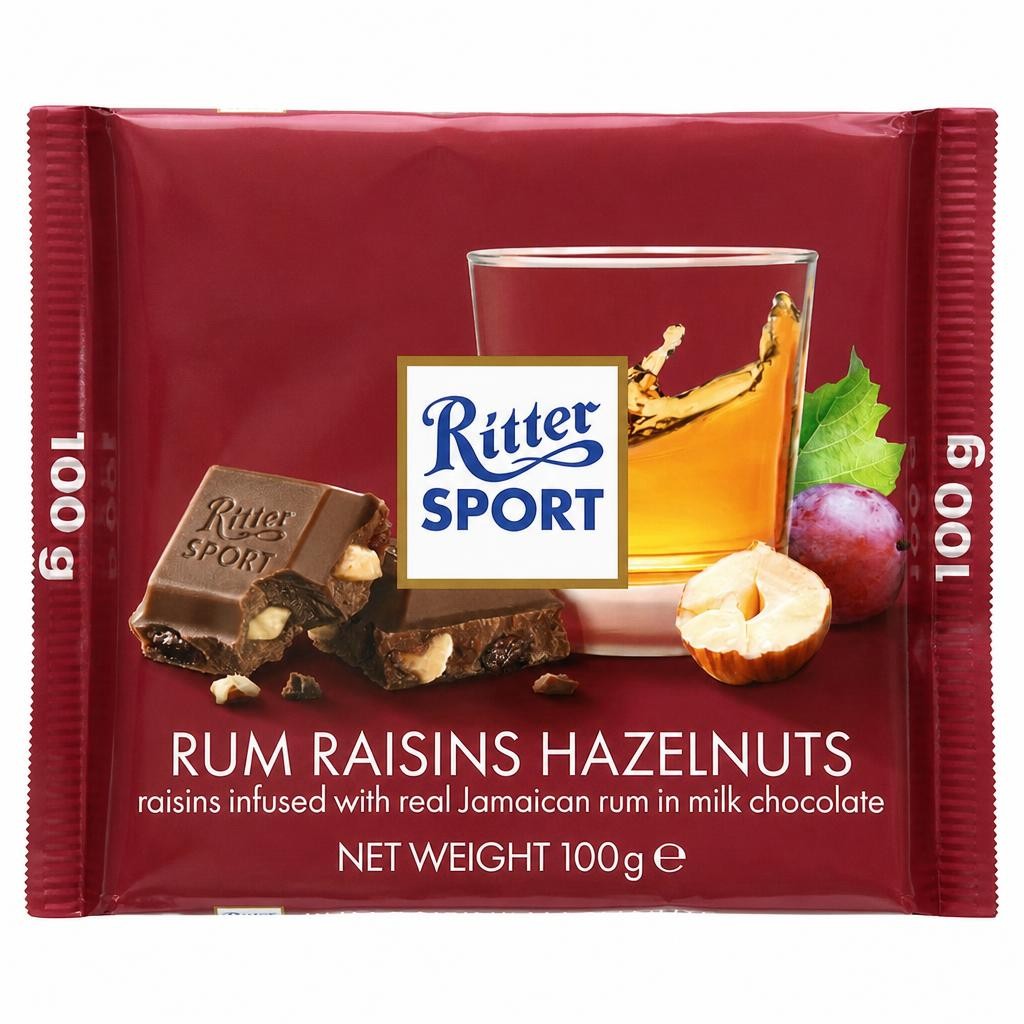 Ritter Sport Rum Raisins Hazelnuts 100G