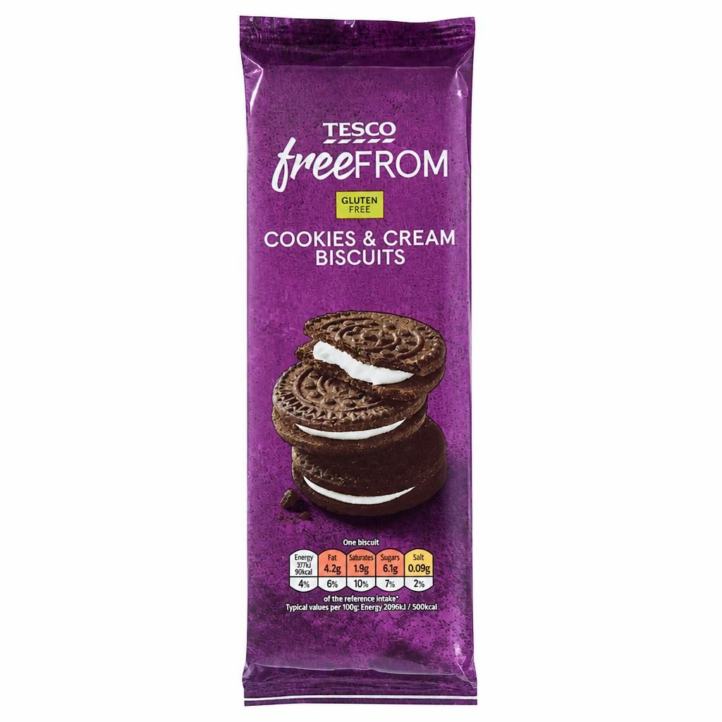 Tesco Free From Cookie & Cream Biscuits 160g