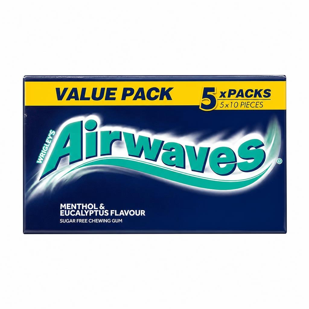 Wrigley's Airwaves Menthol & Eucalyptus Flavour Sugarfree Chewing Gum 5 x 10 Pieces 70g