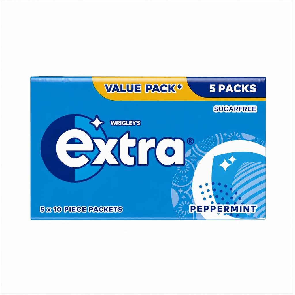 Wrigley's Extra Peppermint Sugarfree Chewing Gum 5 x 10 Pieces 70g