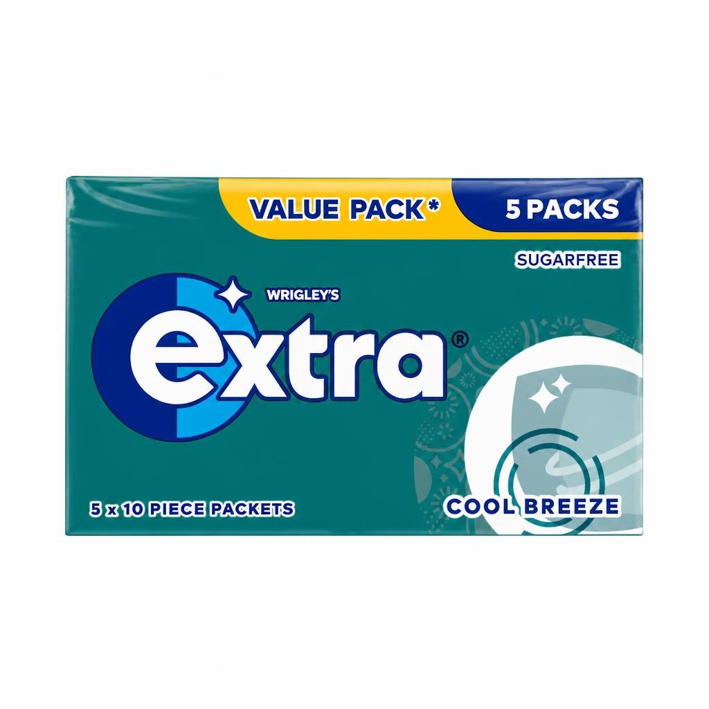 Wrigley's Extra Cool Breeze Sugarfree Chewing Gum 5 x 10 Pieces 70g