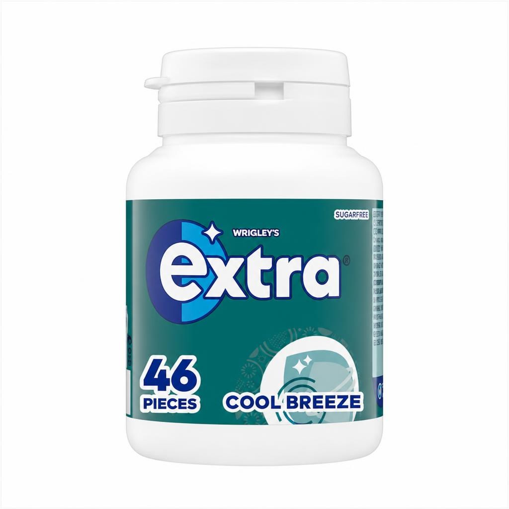 Wrigley's Extra Cool Breeze Flavour Sugarfree Chewing Gum Bottle 46 Pieces 64g
