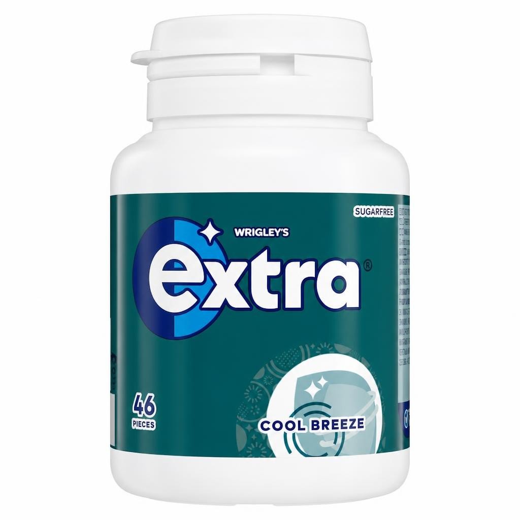 Wrigley's Extra Cool Breeze Flavour Sugarfree Chewing Gum Bottle 46 Pieces 64g