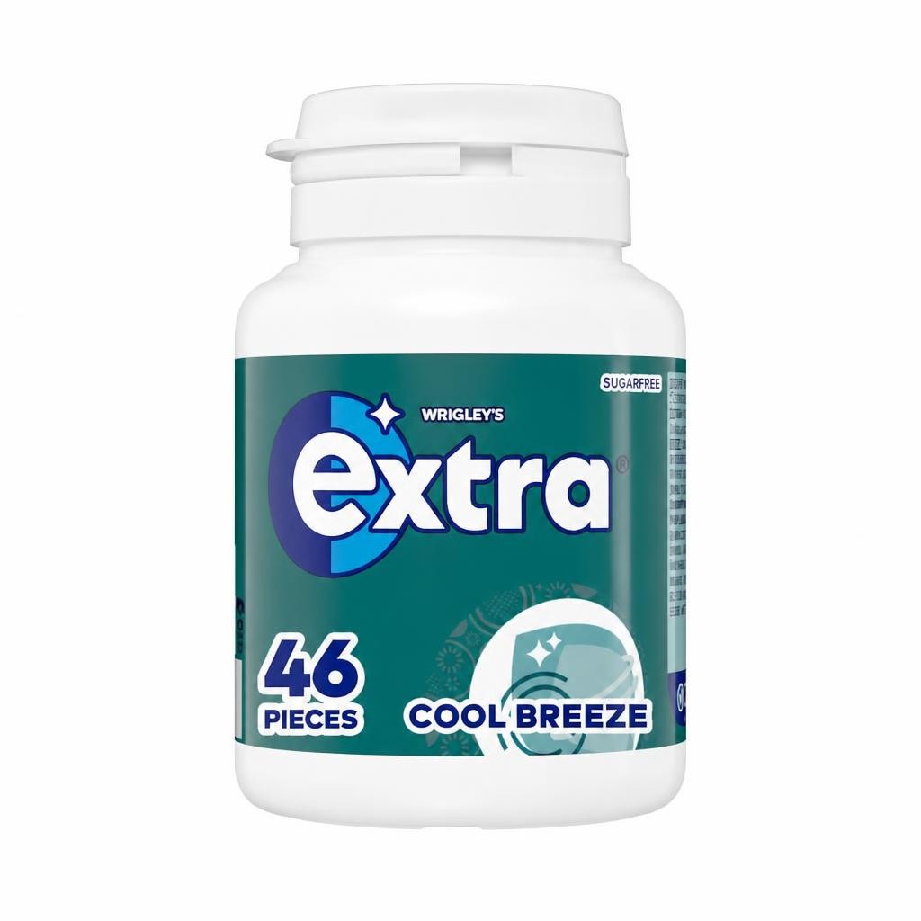 Wrigley's Extra Cool Breeze Flavour Sugarfree Chewing Gum Bottle 46 Pieces 64g