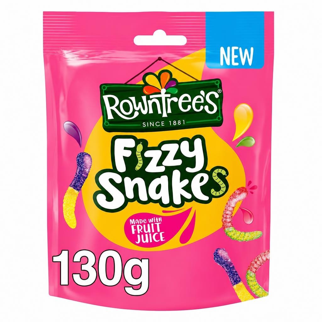 ROWNTREES Fizzy Snakes Sweets Sharing Bag 130g