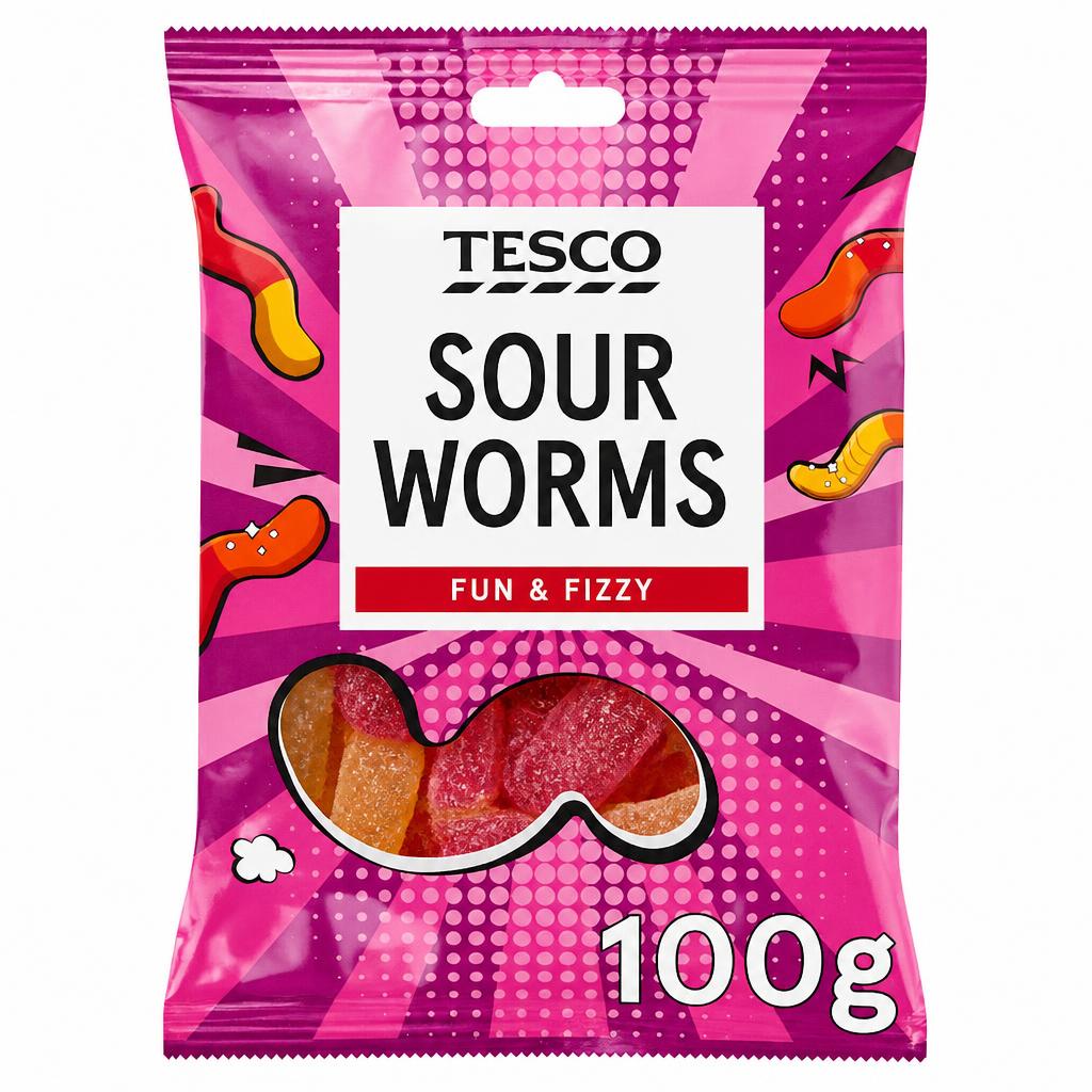 Tesco Neon Worms 100g