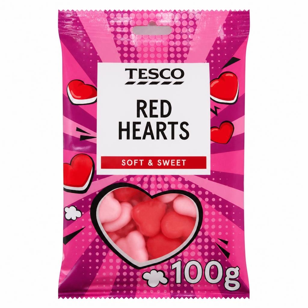 Tesco Red Hearts 100g