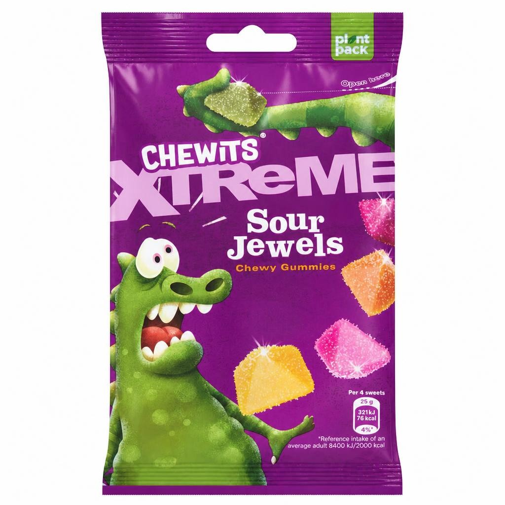 Chewits Xtreme Sour Jewels Chewy Gummies 125g