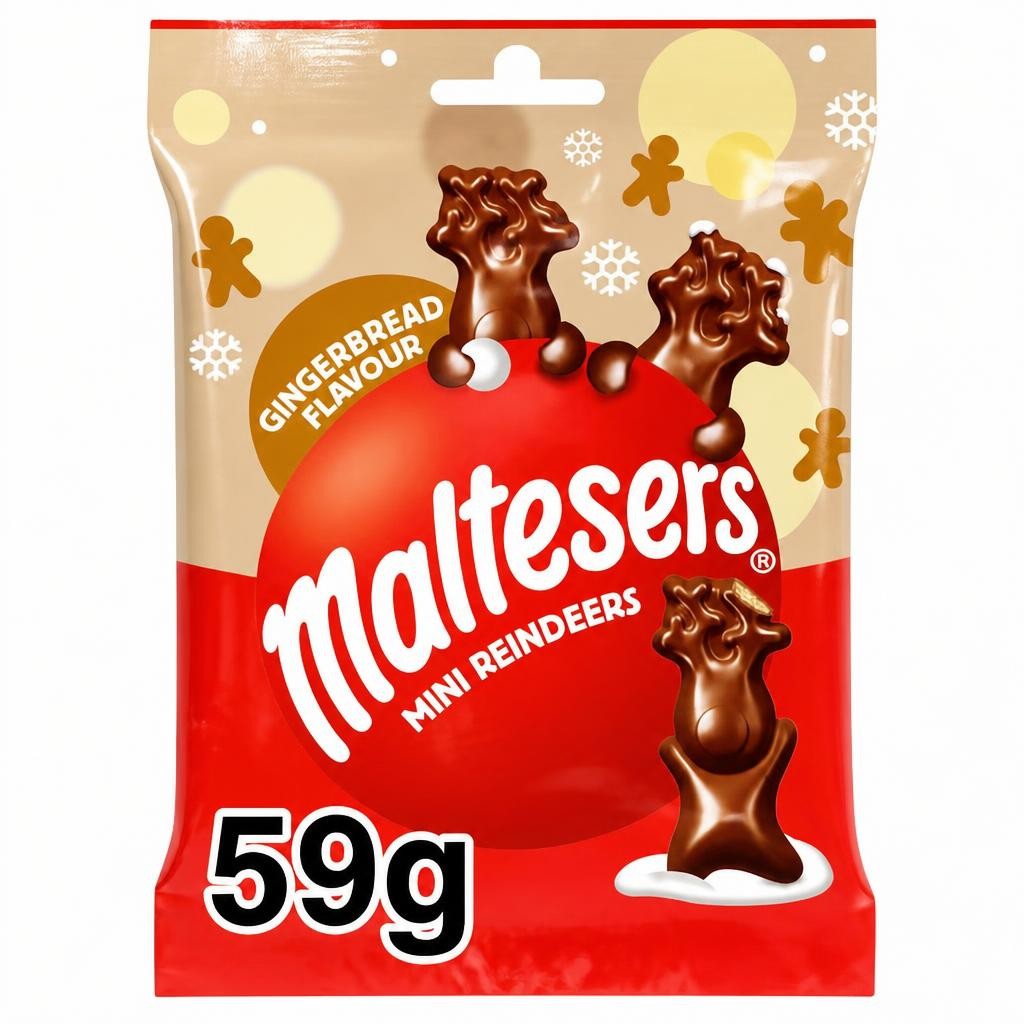 Maltesers Milk Chocolate Gingerbread Mini Reindeers 59g