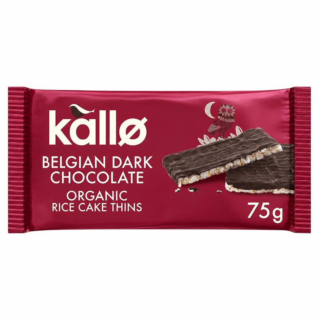 Kallo Organic Belgian Dark Chocolate Rice Cake Thins 75g