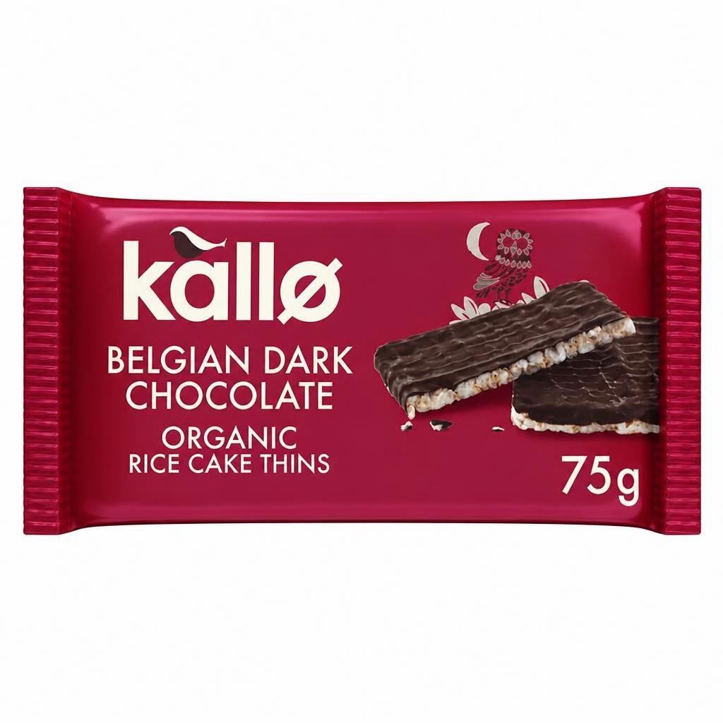 Kallo Organic Belgian Dark Chocolate Rice Cake Thins 75g