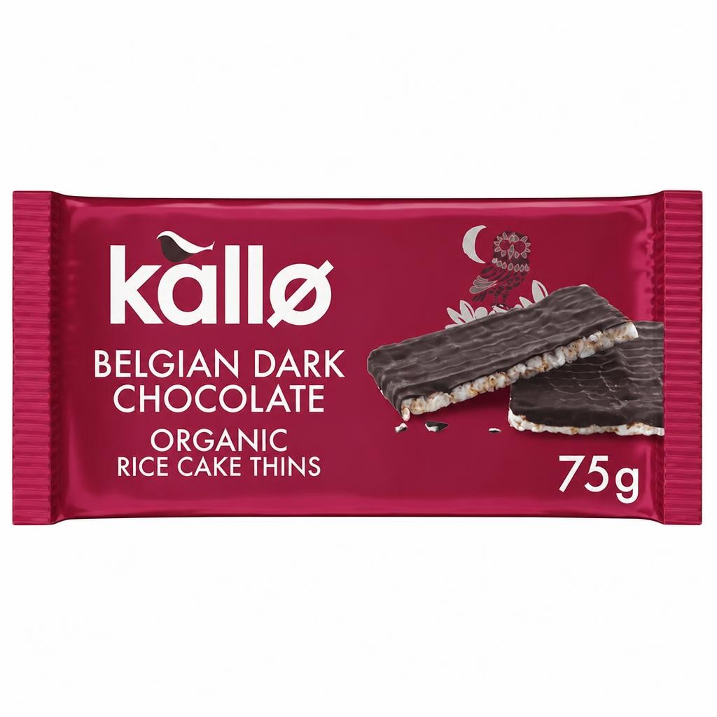 Kallo Organic Belgian Dark Chocolate Rice Cake Thins 75g