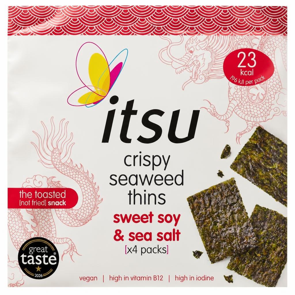 itsu sweet soy & sea salt crispy seaweed thins multipack 4x5g