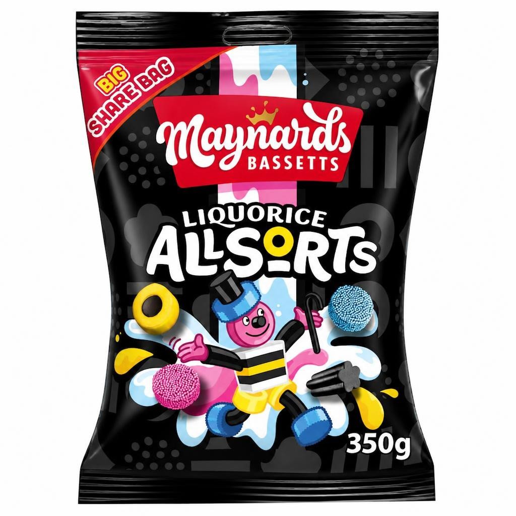 Maynards Bassetts Liquorice Allsorts Sweets Sharing Bag 350G