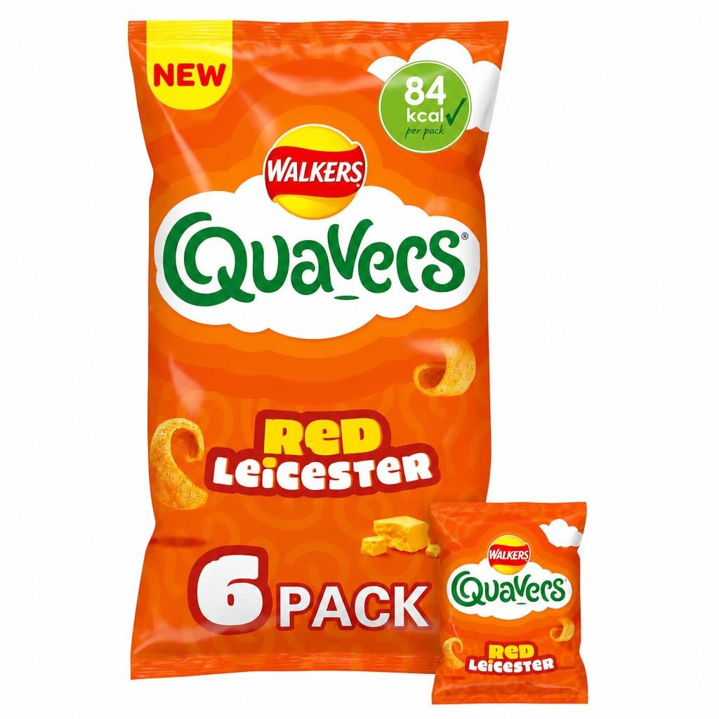 Walkers Quavers Red Leicester Multipack Crisps 6 x 16g