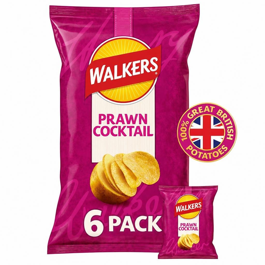 Walkers Prawn Cocktails Multipack Crisps 6 x 25g
