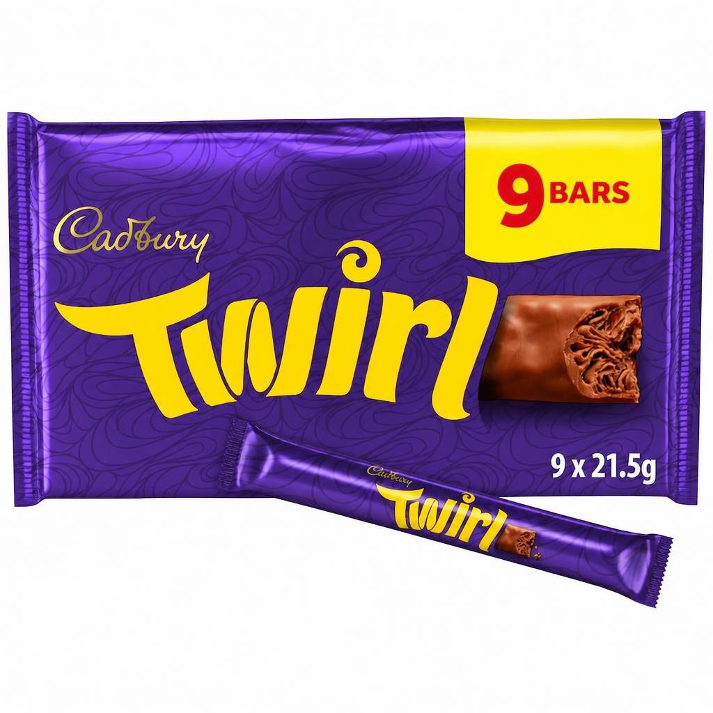 Cadbury Twirl Chocolate Bar 9 Pack Multipack 193.5g