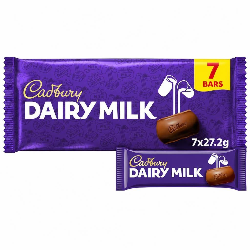 Cadbury Dairy Milk Chocolate Bar Multipack 7 Pack 7 x 27.2g
