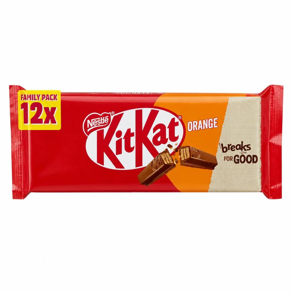 KitKat 2 Finger Chocolate Orange Biscuit Bars 12 Pack Multipack 248.8g