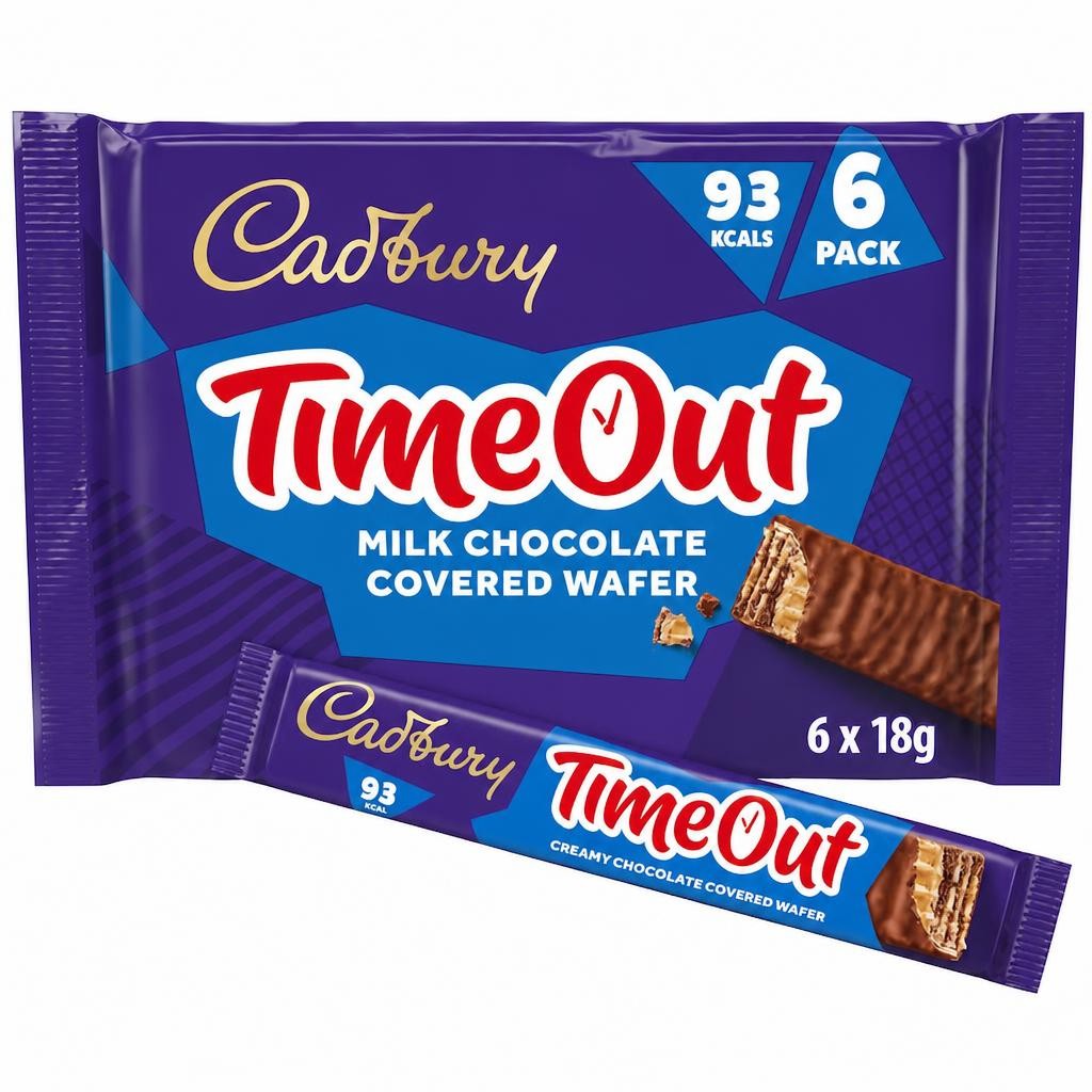 Cadbury Timeout Wafer Chocolate Biscuit Bars 6 Pack 108g